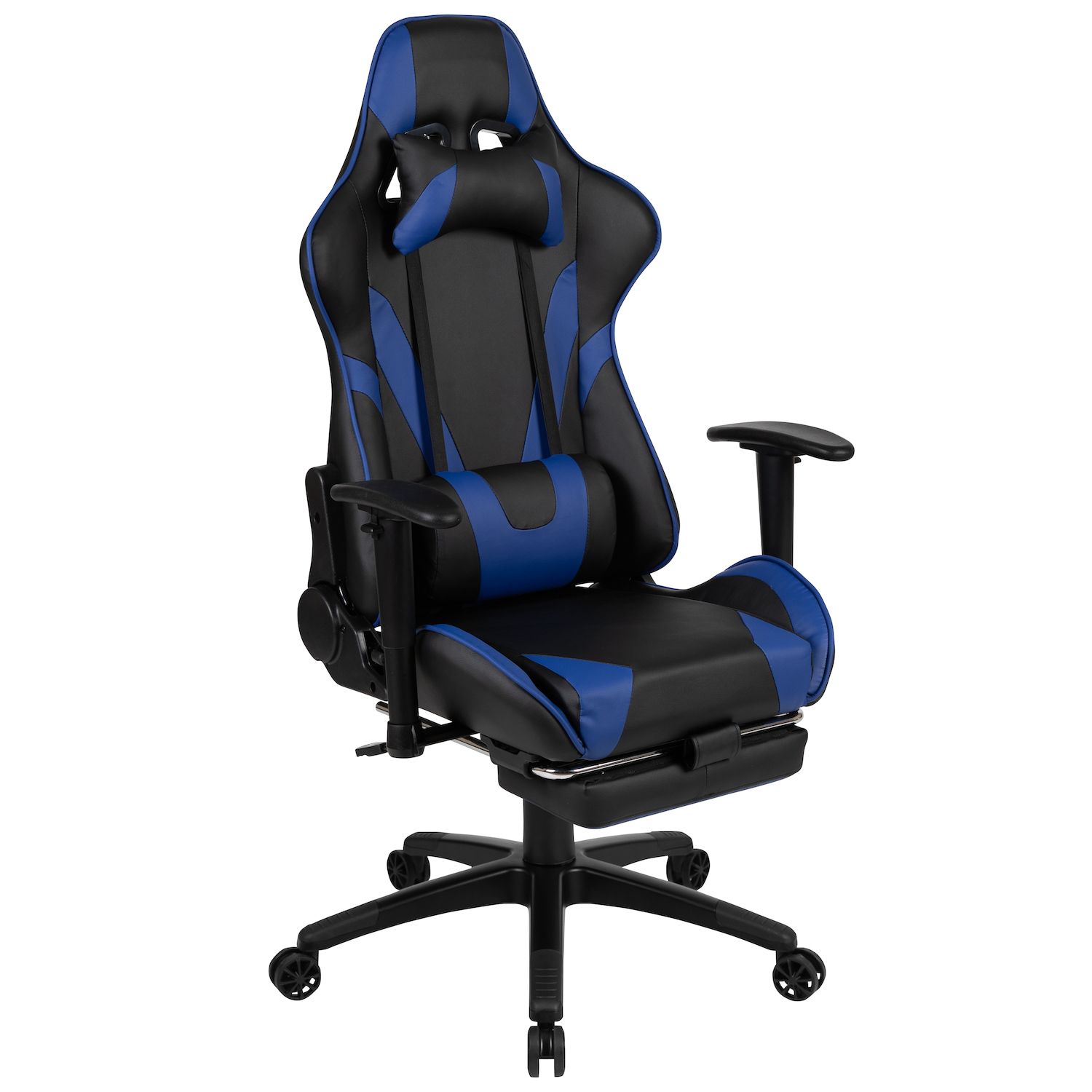 Emma + Oliver Black Ergonomic High Back Adjustable Gaming Chair with 4D Armrests, Head Pillow and Adjustable Lumbar Support with Black Stitching, Size