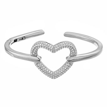 Sterling Silver Cubic Zirconia Heart Halo Stacking Ring