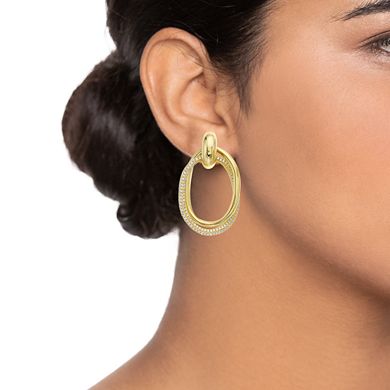 Sterling Silver Cubic Zirconia Hoop Drop Earrings