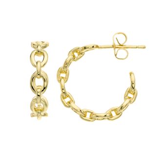 Sterling Silver Chain Link C-Hoop Earrings