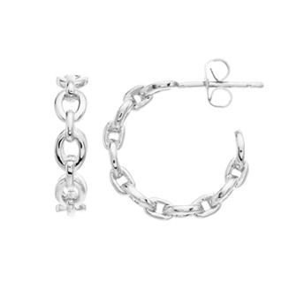 Sterling Silver Chain Link C-Hoop Earrings