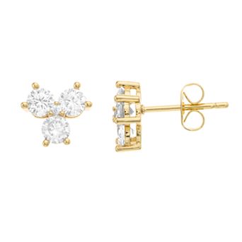 Sterling Silver Cubic Zirconia Clover Stud Earrings