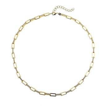 14k Gold Over Silver Cubic Zirconia Cable Chain Necklace