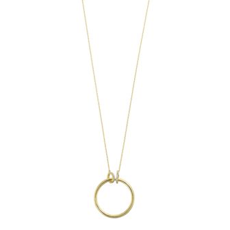 14k Gold Over Silver Cubic Zirconia Open Circle Pendant Necklace