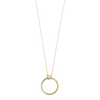 14k Gold Over Silver Cubic Zirconia Open Circle Pendant Necklace