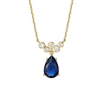 Blue Sapphire & Cubic Zirconia Bubble Chevron Raindrop Necklace