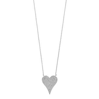 14k Gold Over Silver Cubic Zirconia Heart Pendant Necklace