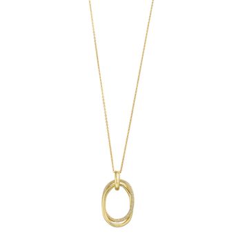 14k Gold Over Silver Cubic Zirconia Entwined Double Oval Eternity Circle Pendant Necklace
