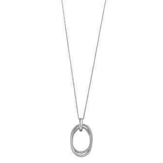 14k Gold Over Silver Cubic Zirconia Entwined Double Oval Eternity Circle Pendant Necklace