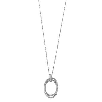 14k Gold Over Silver Cubic Zirconia Entwined Double Oval Eternity Circle Pendant Necklace
