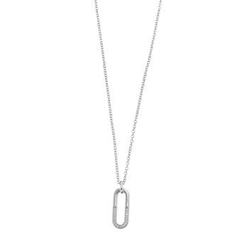 Sterling Silver Cubic Zirconia Geometrical Pendant Necklace