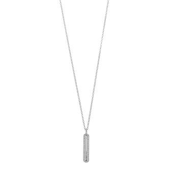 Sterling Silver Cubic Zirconia Long Pendant Necklace