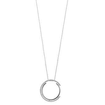 Sterling Silver Cubic Zirconia Concentric Eternity Pendant Necklace