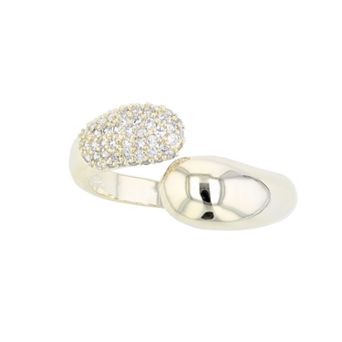 Sterling Silver Pave Cubic Zirconia Bypass Ring