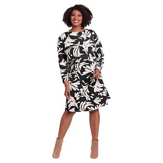 Plus Size London Times Side Twist Flounce Dress