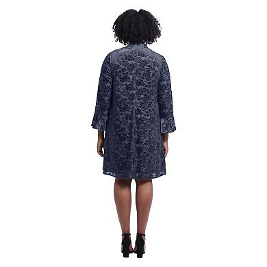 Plus Size London Times Mockneck Bell Sleeve Trapeze Dress