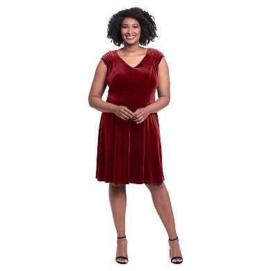 Plus Size London Times V-Neck Fit & Flare Dress