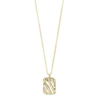 14k Gold Over Silver Square Pendant Necklace
