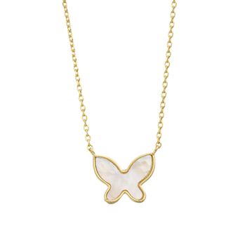 14k Gold Over Silver Mother-of-Pearl Butterfly Pendant Layering Necklace