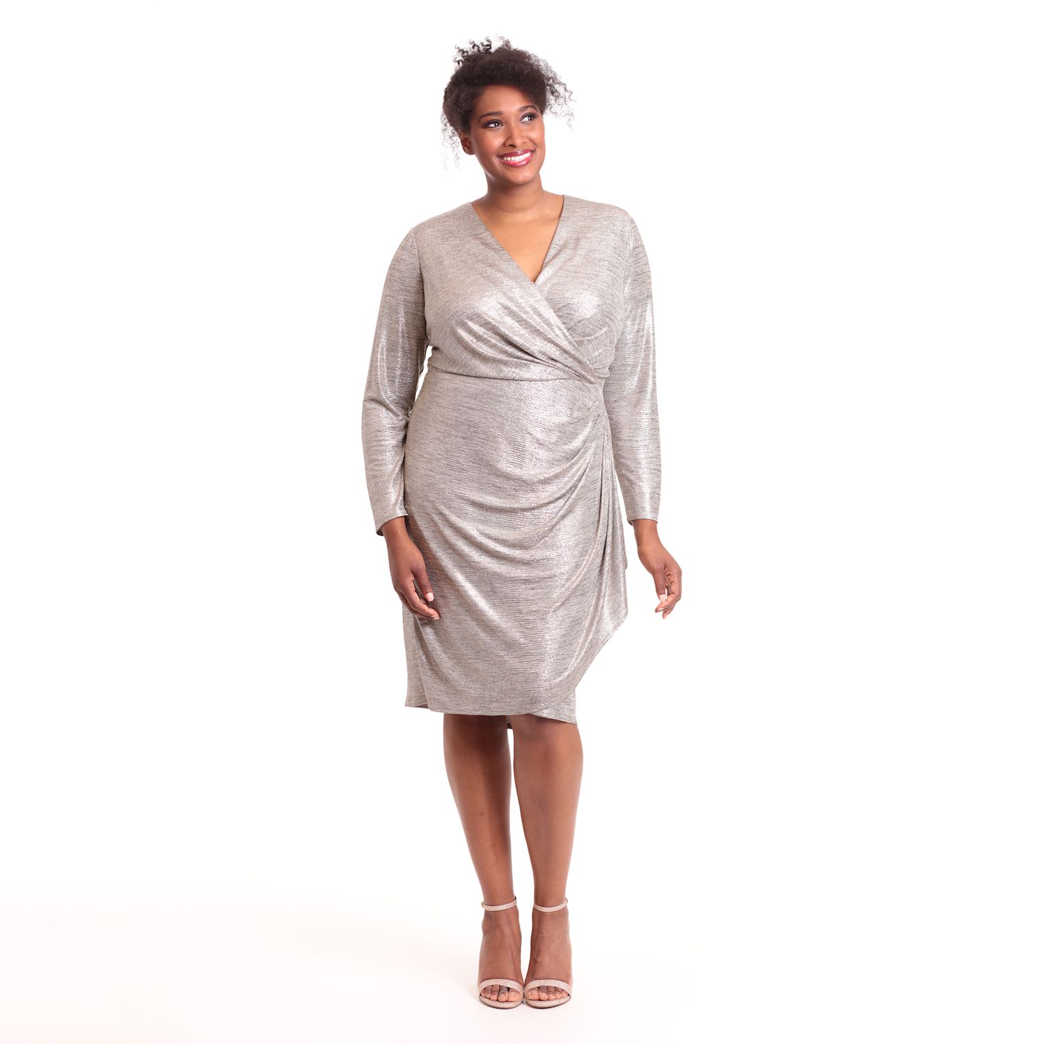 Plus Size London Times Side Ruffle Wrap Dress