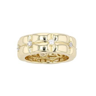 14k Gold Over Silver Cubic Zirconia Double Weave Band Ring