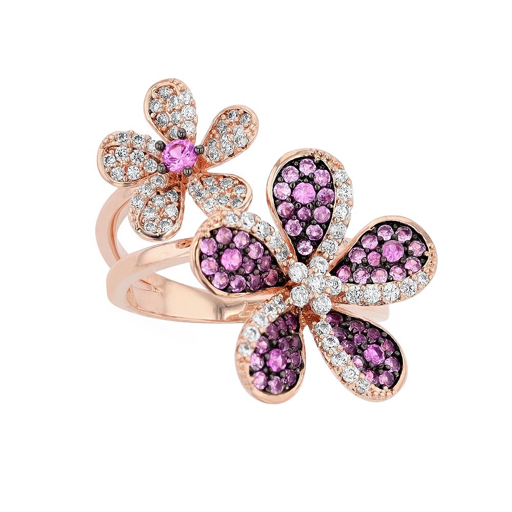 Wavlynn Gold Alloy Zircon Rose Ring With Pink Gemstone Inlays For Everyday Luxury main image 0