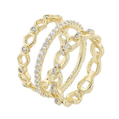 14k Gold Over Silver Cubic Zirconia Wide Band Ring