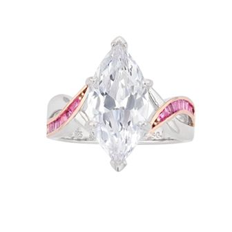 Two Tone Sterling Silver Marquise Cubic Zirconia Ring