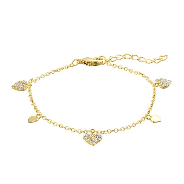 Heart Charms Gold Bracelet