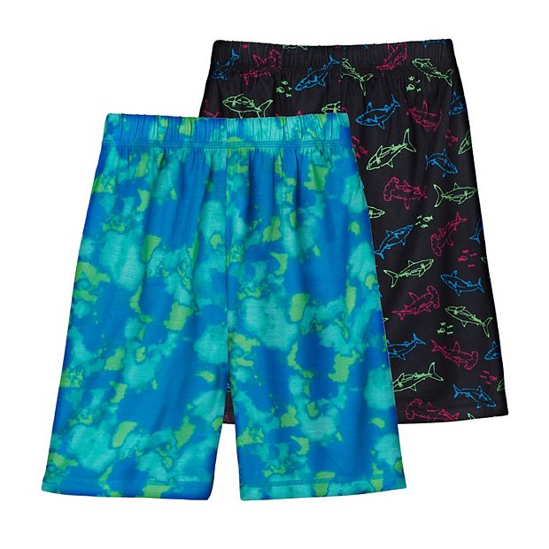 Boys 6-16 Cuddl Duds Neon Sharks 2-Pack Pajama Shorts