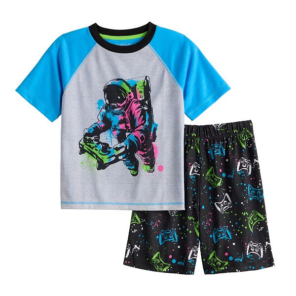 Boys 4 16 Cuddl Duds Space Gamer Tee Shorts Pajama Set