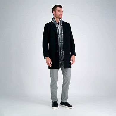 Men's Haggar Mid-Length Single Breasted Brushed Twill Topcoat