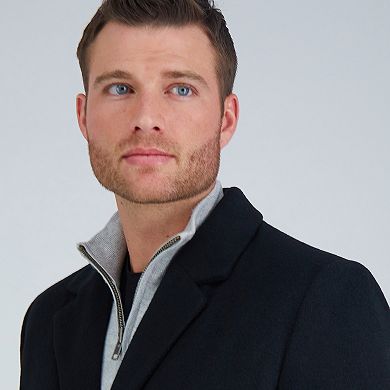 Men's Haggar Mid-Length Single Breasted Brushed Twill Topcoat