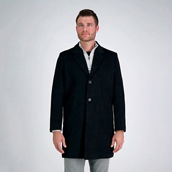 Men's Haggar Mid-Length Single Breasted Brushed Twill Topcoat