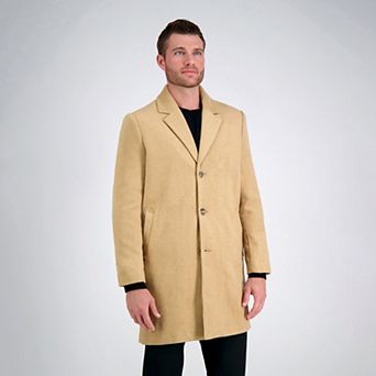 Men's Haggar Mid-Length Single Breasted Brushed Twill Topcoat