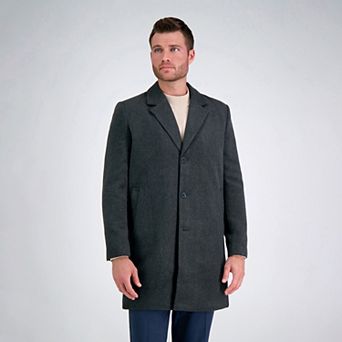 Men's Haggar Mid-Length Single Breasted Brushed Twill Topcoat