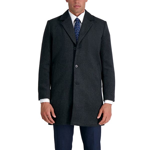 Men's Haggar Mid-Length Single Breasted Brushed Twill Topcoat Color: Charcoal Size: S 36-38