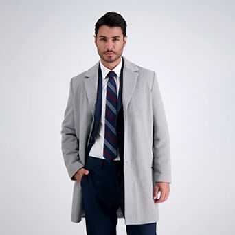 Men's Haggar Mid-Length Single Breasted Brushed Twill Topcoat