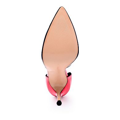 Candy Cane Patent Faux Leather Slip-on Women's Stiletto Heels