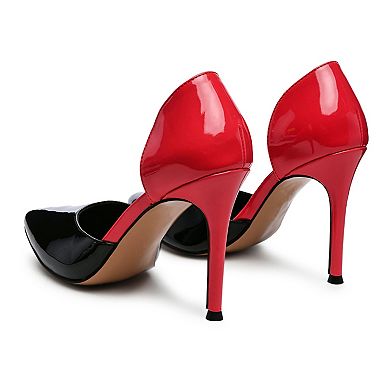 Candy Cane Patent Faux Leather Slip-on Women's Stiletto Heels