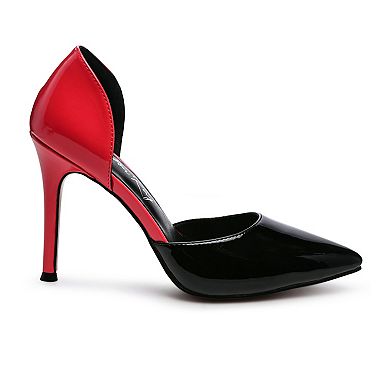 Candy Cane Patent Faux Leather Slip-on Women's Stiletto Heels