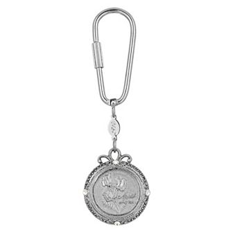 1928 Silver Tone Flower of the Month Narcissus Key Fob