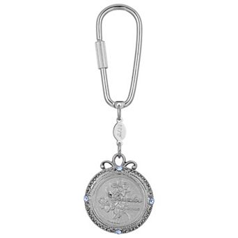 1928 Silver Tone Flower of the Month Narcissus Key Fob