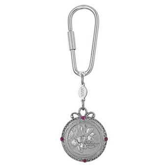 1928 Silver Tone Flower of the Month Narcissus Key Fob