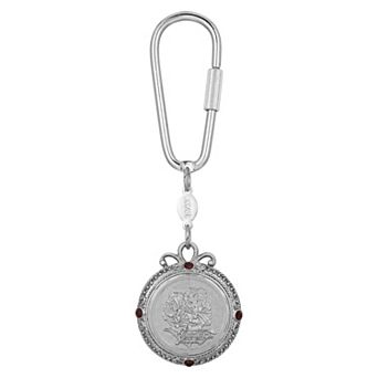 1928 Silver Tone Flower of the Month Narcissus Key Fob