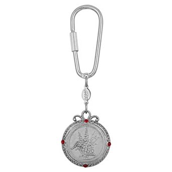 1928 Silver Tone Flower of the Month Narcissus Key Fob