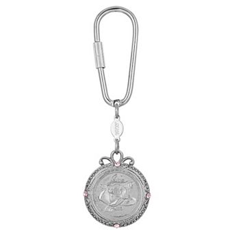 1928 Silver Tone Flower of the Month Narcissus Key Fob