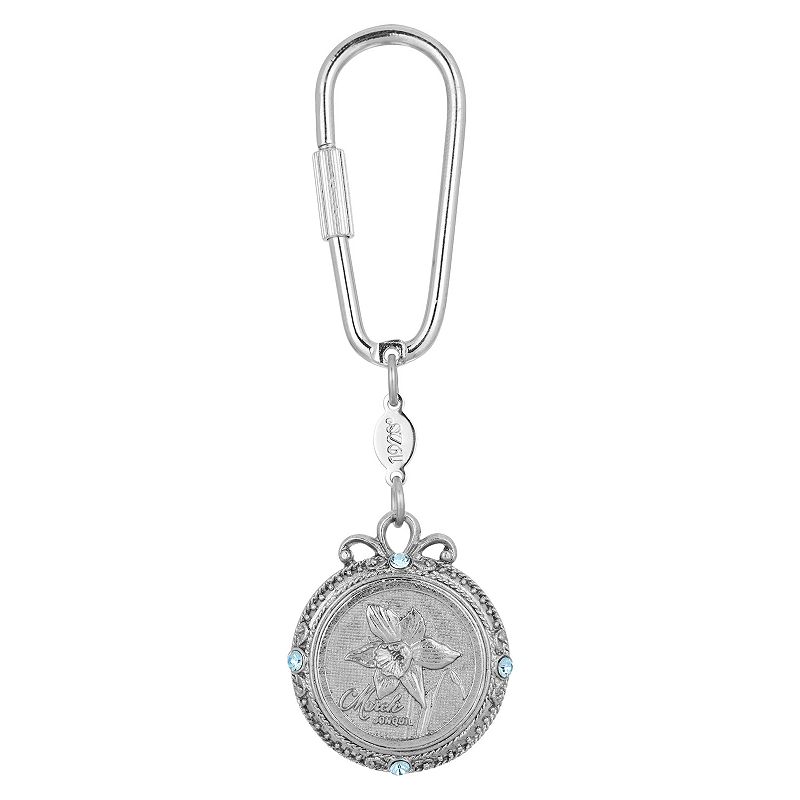 19690207 1928 Silver Tone Flower of the Month Narcissus Key sku 19690207