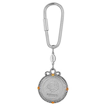 1928 Silver Tone Flower of the Month Narcissus Key Fob