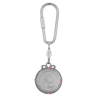 1928 Silver Tone Flower of the Month Narcissus Key Fob